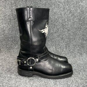 Harley Davidson Harness‎ Boots Men's Size 8 Black Leather Motorcycle Riding Pull